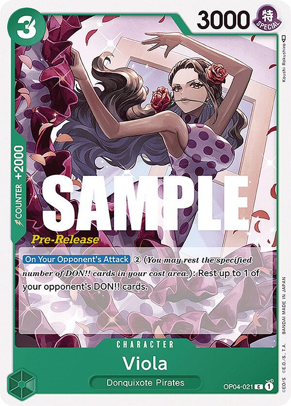 Viola OP04-021 card from Kingdoms of Intrigue Pre-Release Cards