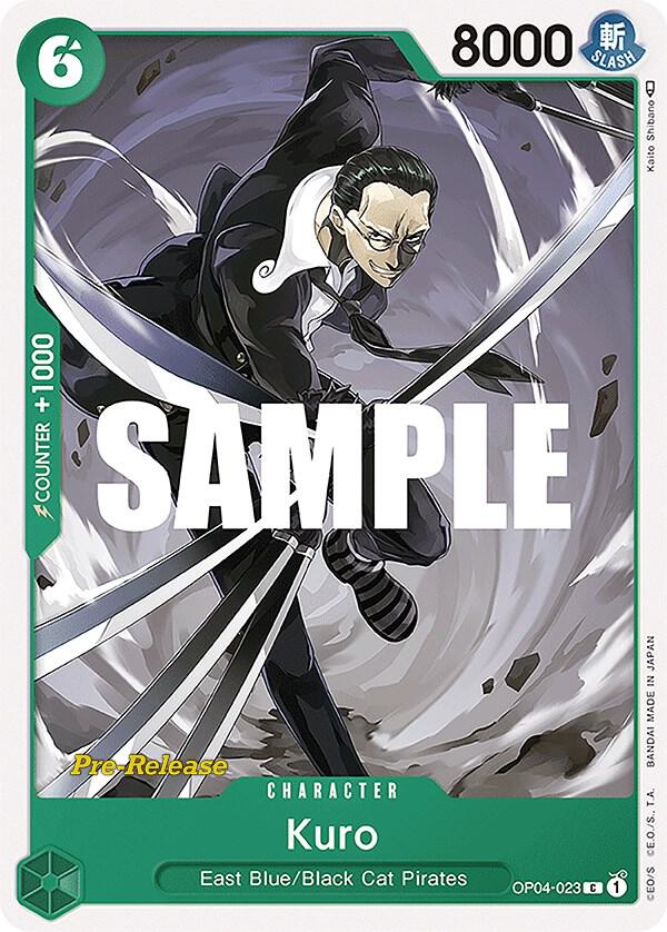 Kuro OP04-023 card from Kingdoms of Intrigue Pre-Release Cards