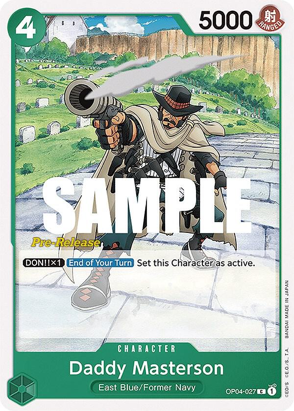 Daddy Masterson OP04-027 card from Kingdoms of Intrigue Pre-Release Cards