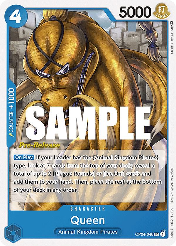 Queen OP04-046 card from Kingdoms of Intrigue Pre-Release Cards