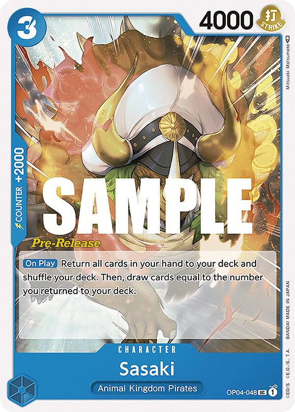 Sasaki OP04-048 card from Kingdoms of Intrigue Pre-Release Cards