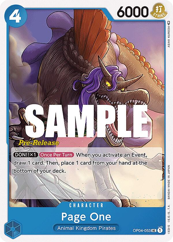 Page One OP04-053 card from Kingdoms of Intrigue Pre-Release Cards