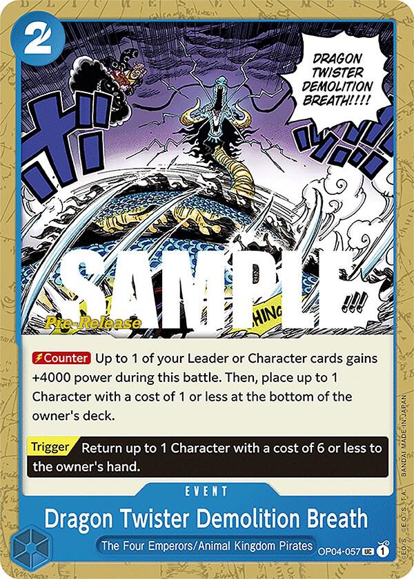 Dragon Twister Demolition Breath OP04-057 card from Kingdoms of Intrigue Pre-Release Cards