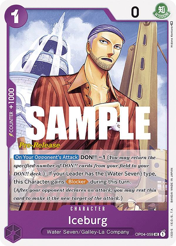 Iceburg OP04-059 card from Kingdoms of Intrigue Pre-Release Cards