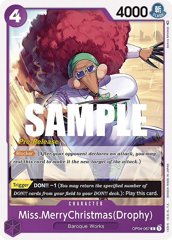 Miss.MerryChristmas(Drophy) OP04-067 card from Kingdoms of Intrigue Pre-Release Cards
