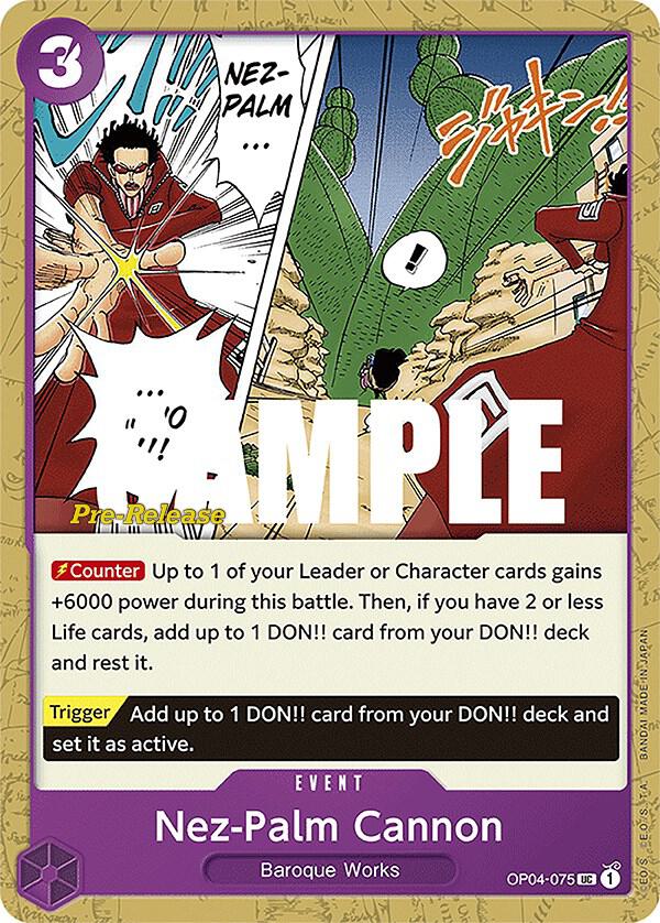 Nez-Palm Cannon OP04-075 card from Kingdoms of Intrigue Pre-Release Cards