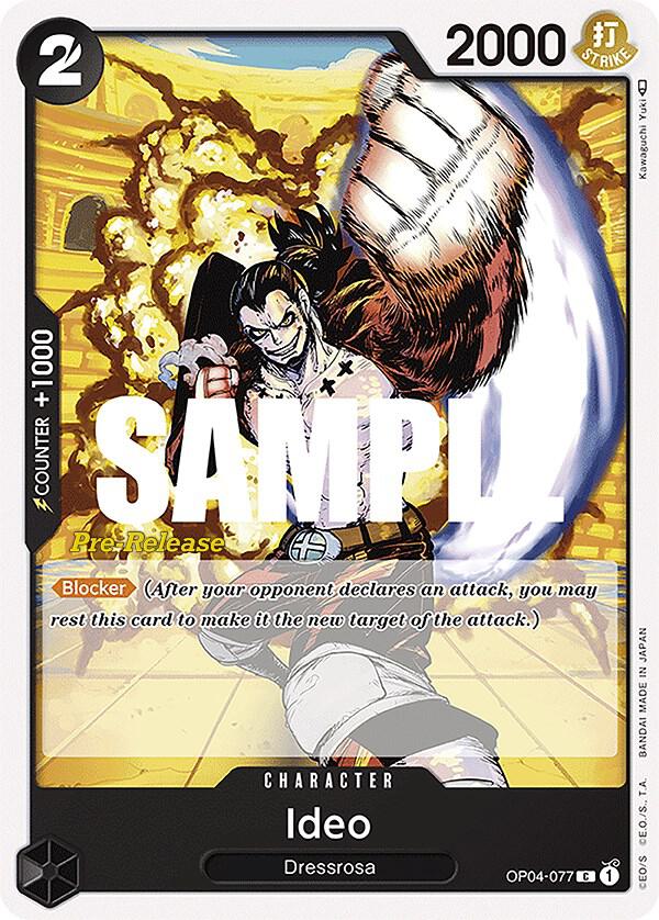 Ideo OP04-077 card from Kingdoms of Intrigue Pre-Release Cards