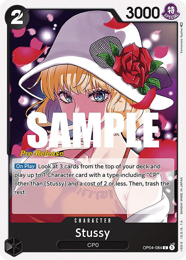 Stussy OP04-084 card from Kingdoms of Intrigue Pre-Release Cards