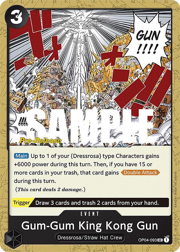 Gum-Gum King Kong Gun OP04-093 card from Kingdoms of Intrigue Pre-Release Cards