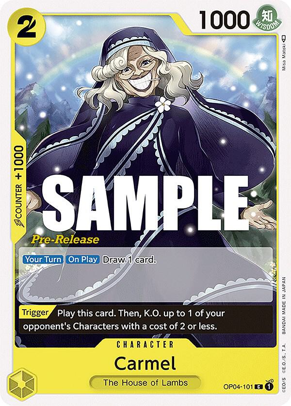 Carmel OP04-101 card from Kingdoms of Intrigue Pre-Release Cards