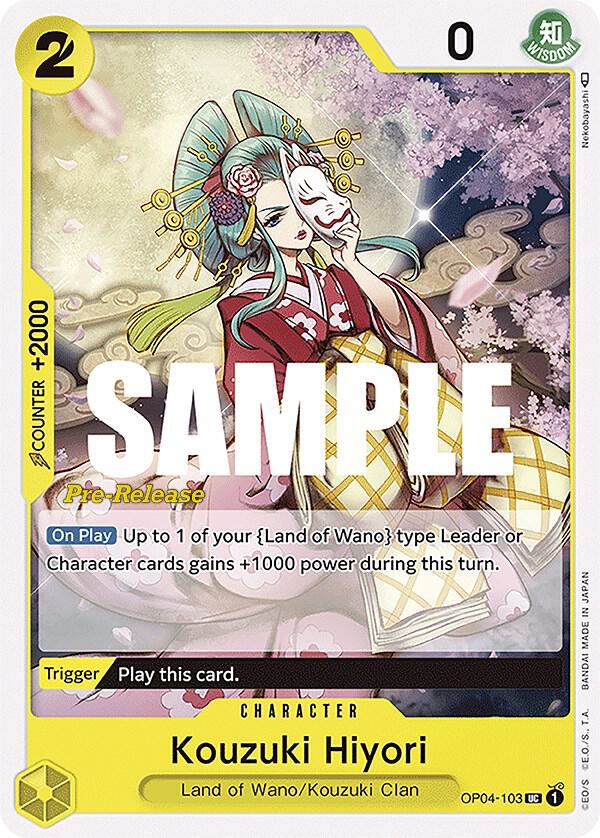 Kouzuki Hiyori OP04-103 card from Kingdoms of Intrigue Pre-Release Cards