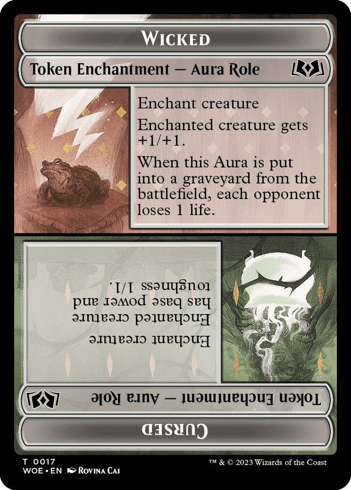 Wicked Role / Cursed Role // Emblem - On An Adventure Double-Sided Token 17 // 18 card from Wilds of Eldraine
