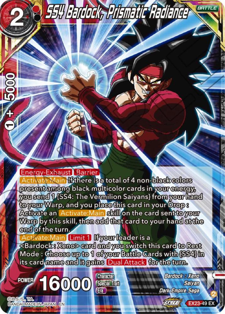 SS4 Bardock, Prismatic Radiance EX23-49 card from Expansion Deck Box Set 23: Premium Anniversary Box 2023