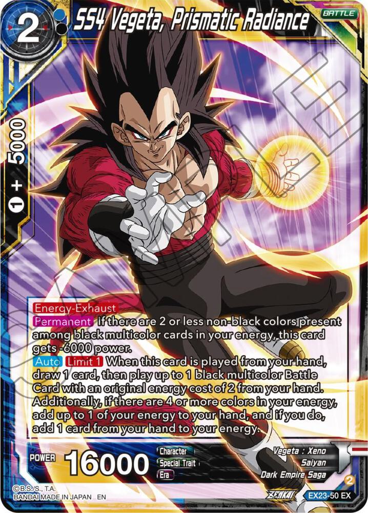 SS4 Vegeta, Prismatic Radiance EX23-50 card from Expansion Deck Box Set 23: Premium Anniversary Box 2023