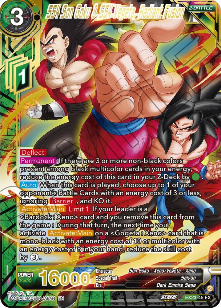 SS4 Son Goku & SS4 Vegeta, Radiant Fusion EX23-45 card from Expansion Deck Box Set 23: Premium Anniversary Box 2023