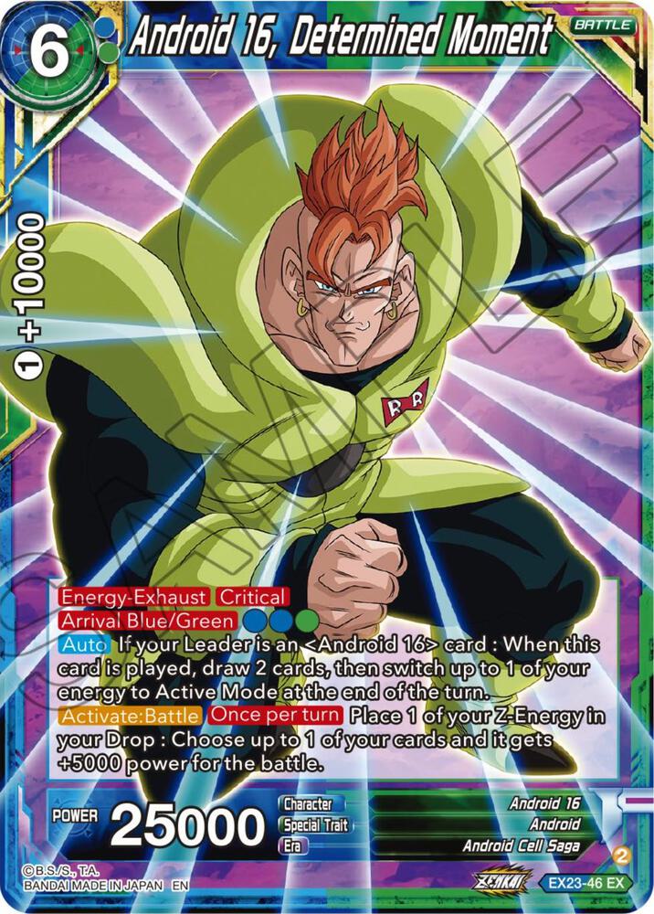 Android 16, Determined Moment EX23-46 card from Expansion Deck Box Set 23: Premium Anniversary Box 2023