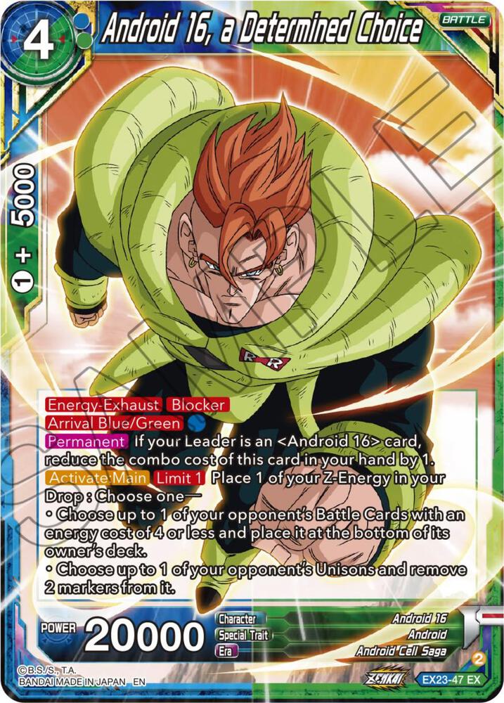 Android 16, a Determined Choice EX23-47 card from Expansion Deck Box Set 23: Premium Anniversary Box 2023
