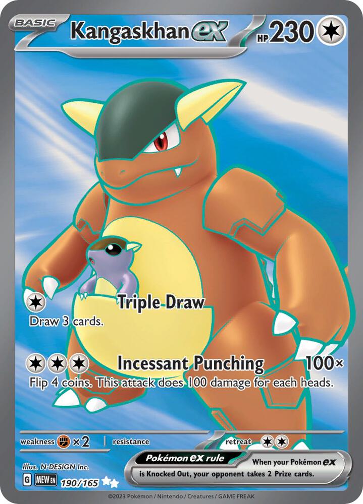 Kangaskhan ex 190/165 card from SV: Scarlet & Violet 151