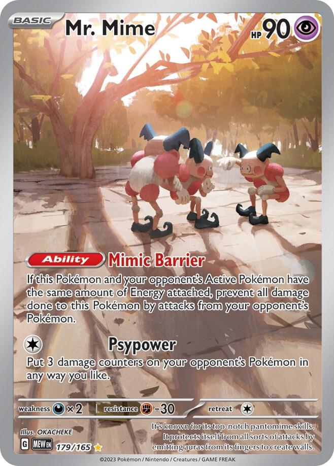 Mr. Mime 179/165 card from SV: Scarlet & Violet 151