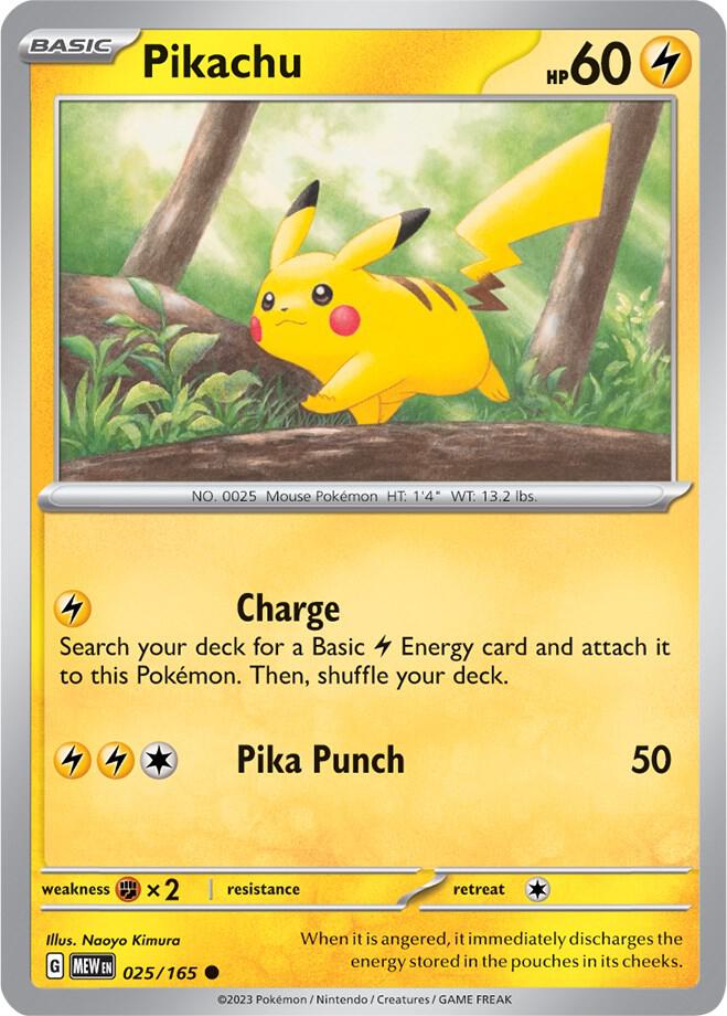 Pikachu 025/165 card from SV: Scarlet & Violet 151