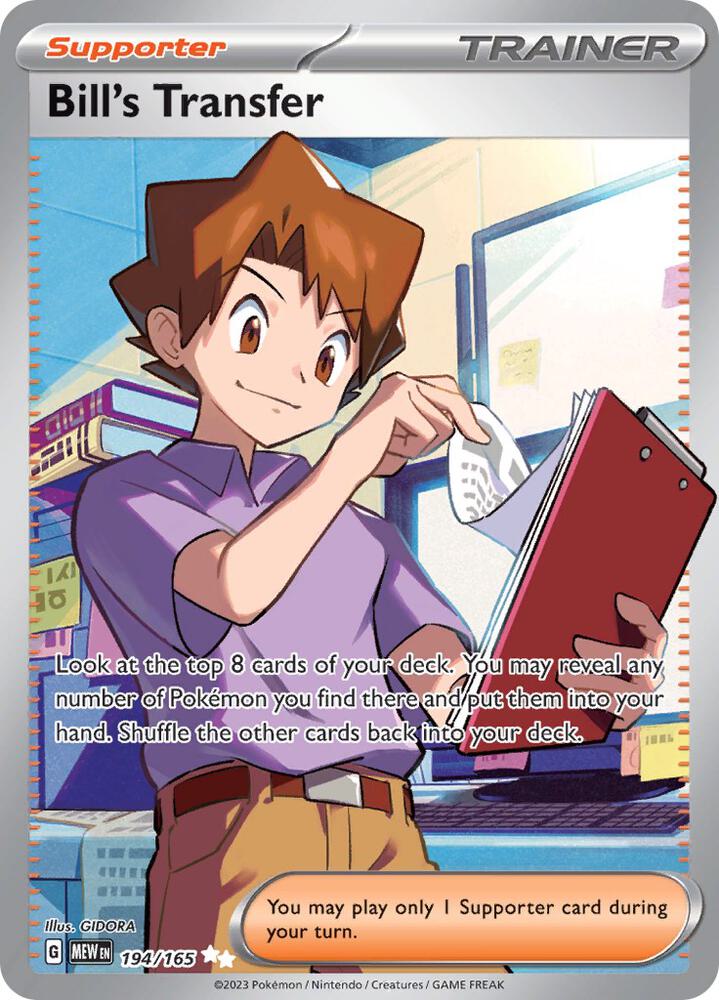 Bill's Transfer 194/165 card from SV: Scarlet & Violet 151