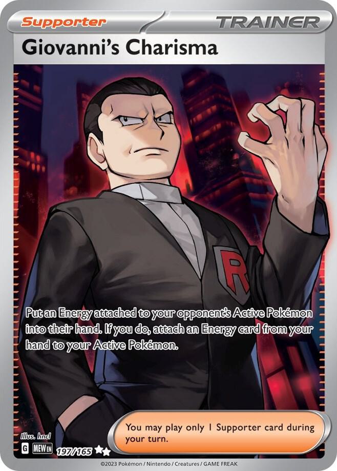 Giovanni's Charisma 197/165 card from SV: Scarlet & Violet 151
