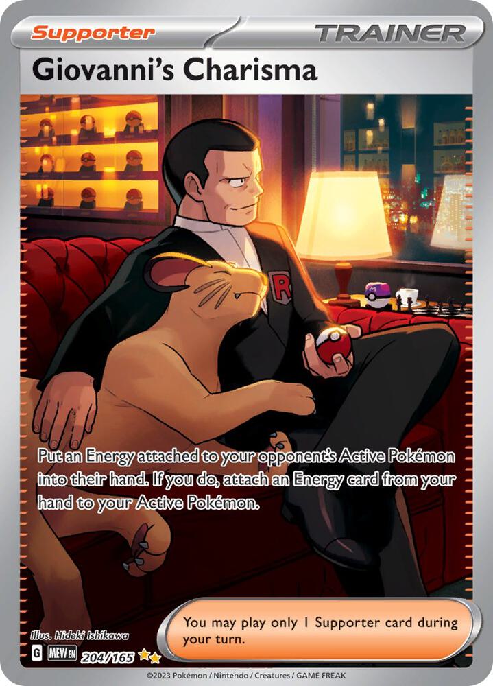 Giovanni's Charisma 204/165 card from SV: Scarlet & Violet 151