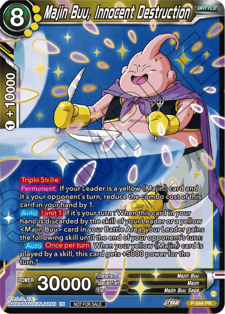 Majin Buu, Innocent Destruction (Championship Selection Pack 2023 Vol.3) (Gold-Stamped Shatterfoil) P-544 card from Tournament Promotion Cards