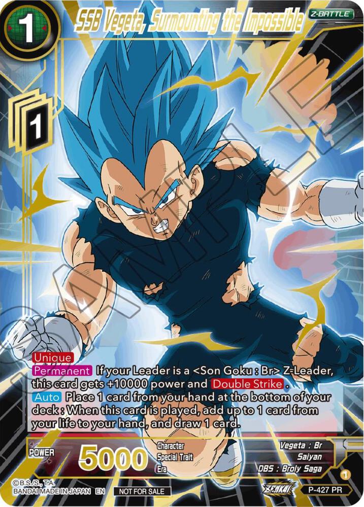 SSB Vegeta, Surmounting the Impossible (Alt. Art Card Set 2023 Vol. 3) P-427 card from Tournament Promotion Cards