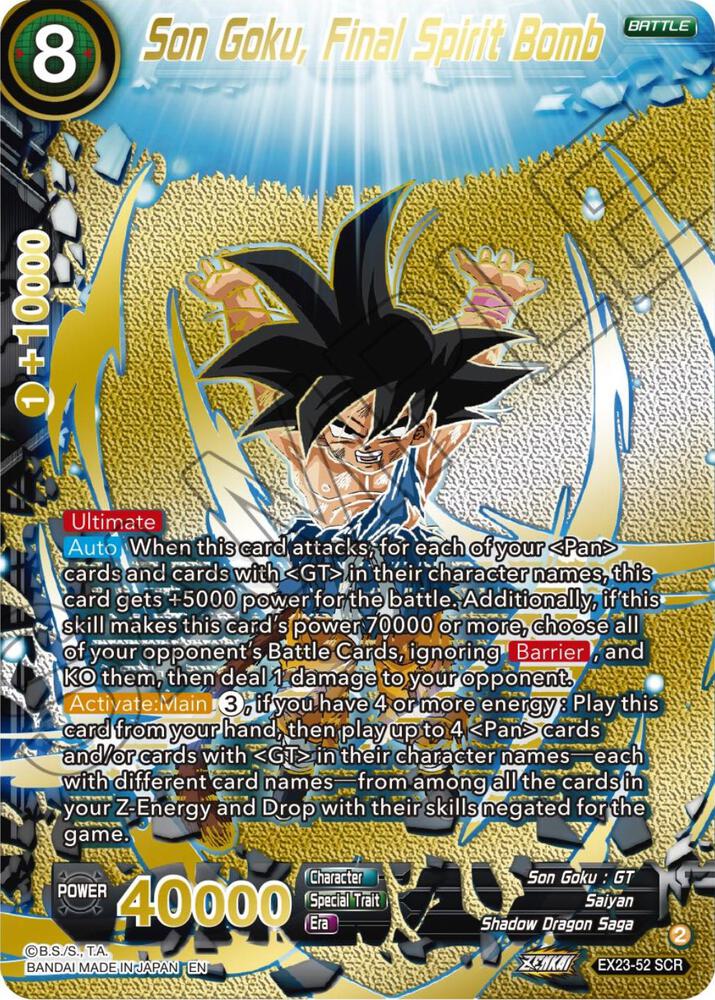 Son Goku, Final Spirit Bomb EX23-52 card from Expansion Deck Box Set 23: Premium Anniversary Box 2023