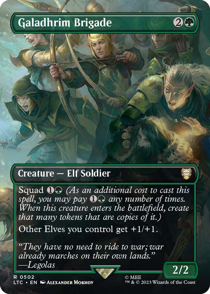 Galadhrim Brigade (Borderless) 502 card from Commander: The Lord of the Rings: Tales of Middle-earth