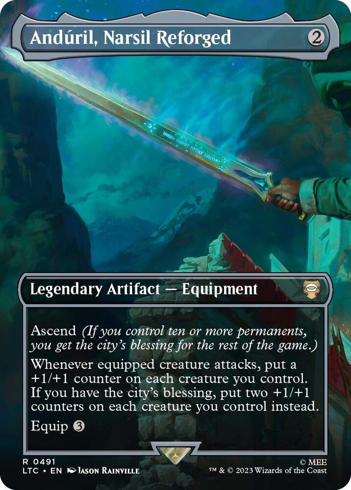 Anduril, Narsil Reforged (Borderless) 491 card from Commander: The Lord of the Rings: Tales of Middle-earth