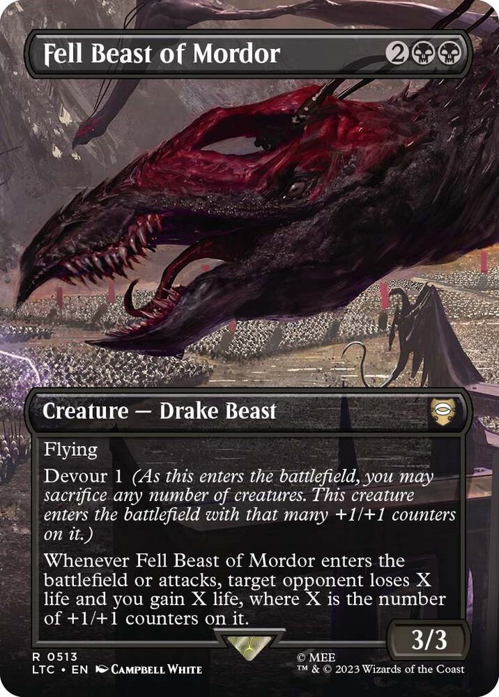 Fell Beast of Mordor (Borderless) 513 card from Commander: The Lord of the Rings: Tales of Middle-earth