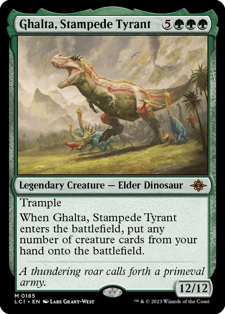 Ghalta, Stampede Tyrant 185 card from The Lost Caverns of Ixalan