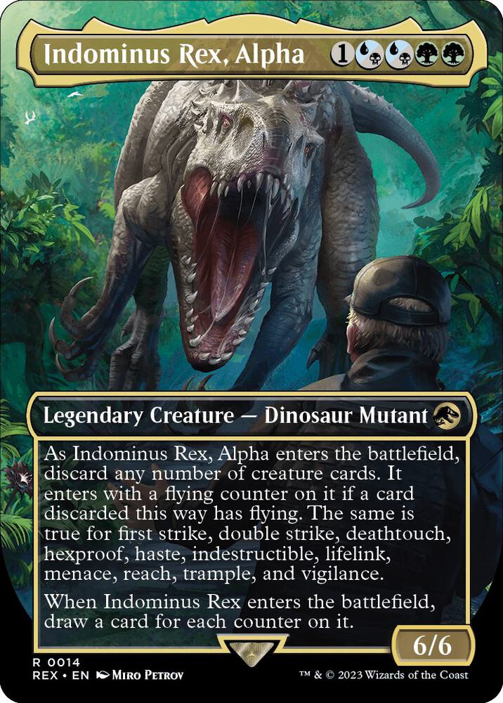 Indominus Rex, Alpha (Borderless) 14 card from Universes Beyond: Jurassic World Collection