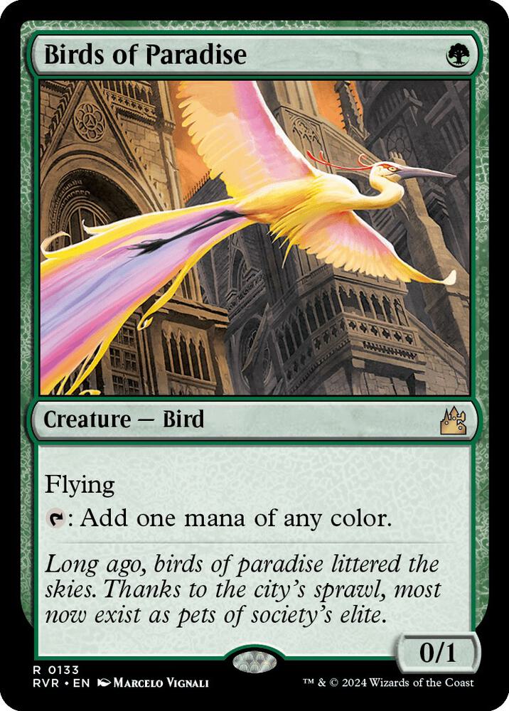 Birds of Paradise 133 card from Ravnica Remastered