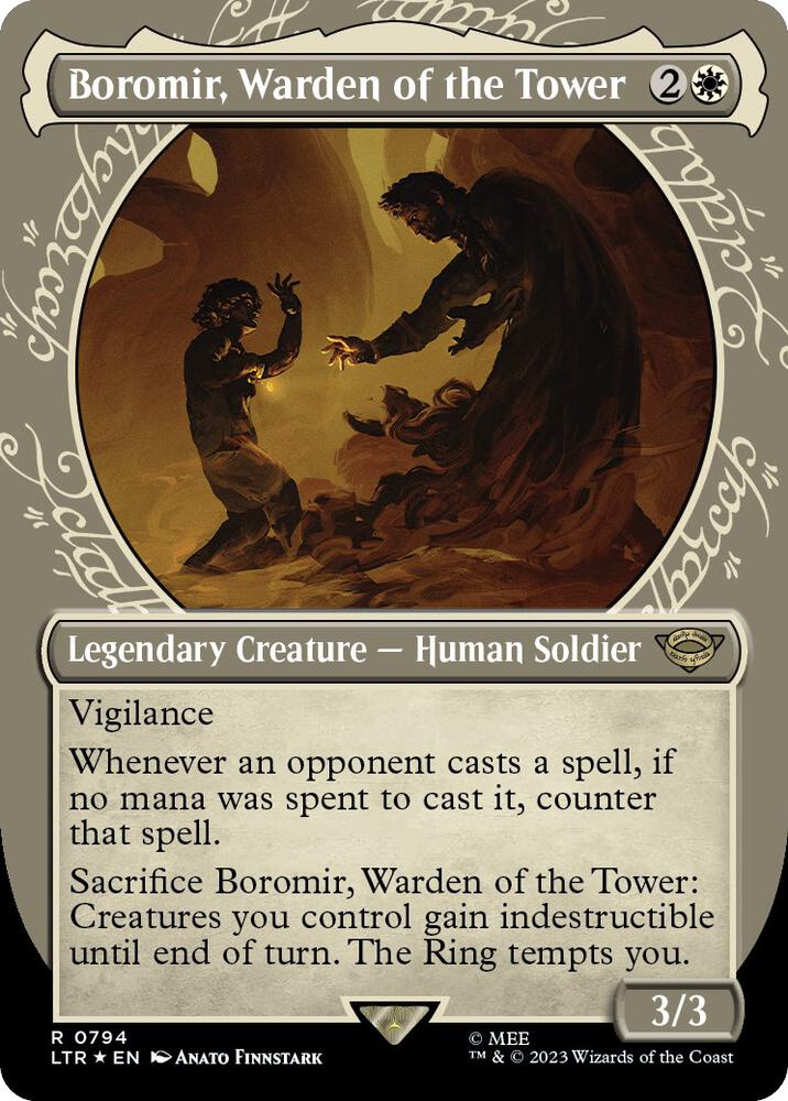 Boromir, Warden of the Tower (Showcase) (Surge Foil) 794 card from Universes Beyond: The Lord of the Rings: Tales of Middle-earth