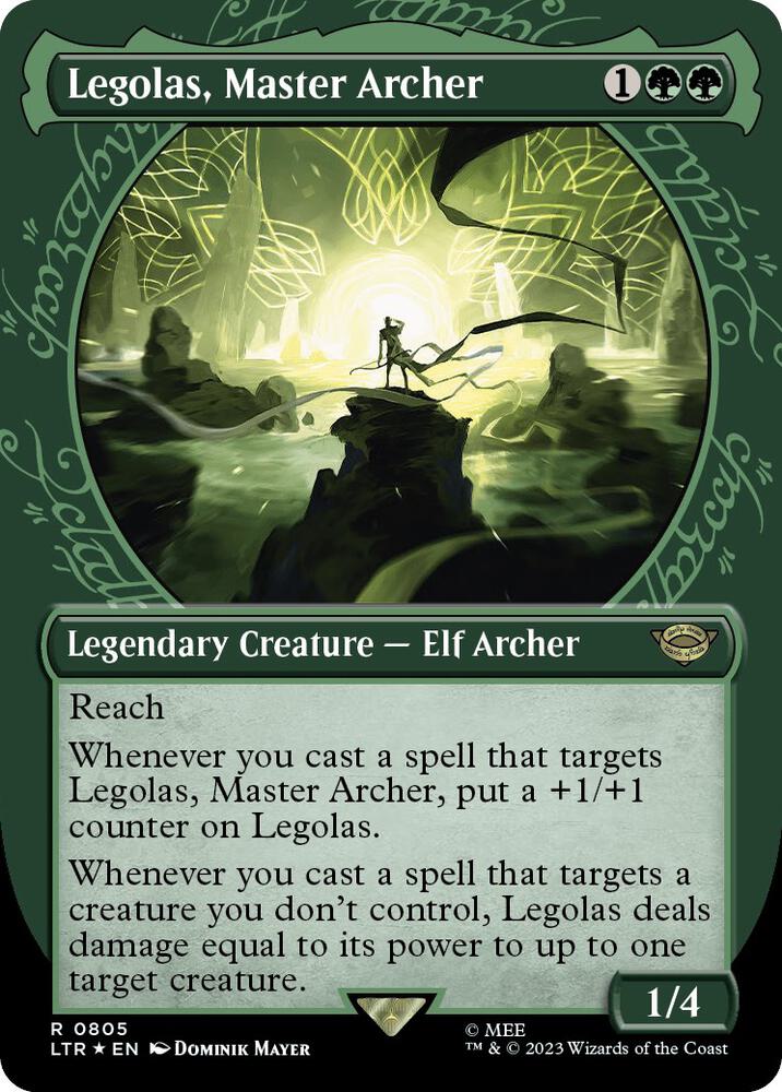 Legolas, Master Archer (Showcase) (Surge Foil) 805 card from Universes Beyond: The Lord of the Rings: Tales of Middle-earth