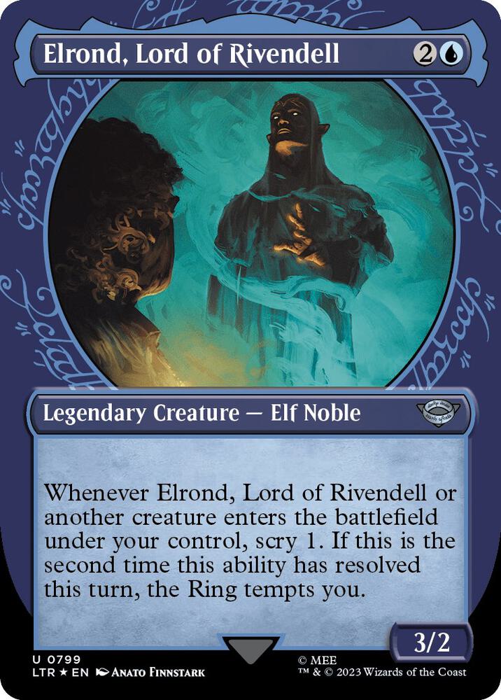 Elrond, Lord of Rivendell (Showcase) (Surge Foil) 799 card from Universes Beyond: The Lord of the Rings: Tales of Middle-earth