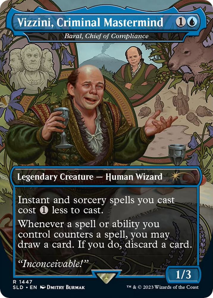 Vizzini, Criminal Mastermind - Baral, Chief of Compliance 1447 card from Secret Lair Drop Series