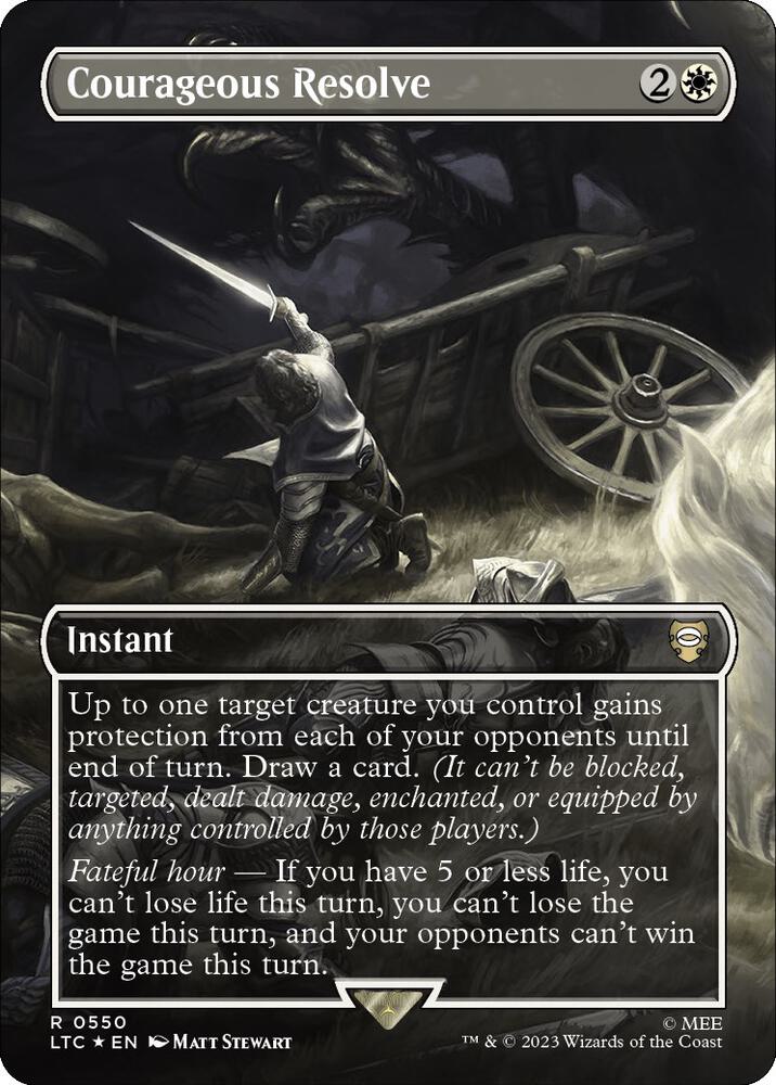 Courageous Resolve (Borderless) (Surge Foil) 550 card from Commander: The Lord of the Rings: Tales of Middle-earth