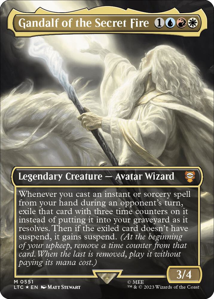 Gandalf of the Secret Fire (Borderless) (Surge Foil) 551 card from Commander: The Lord of the Rings: Tales of Middle-earth