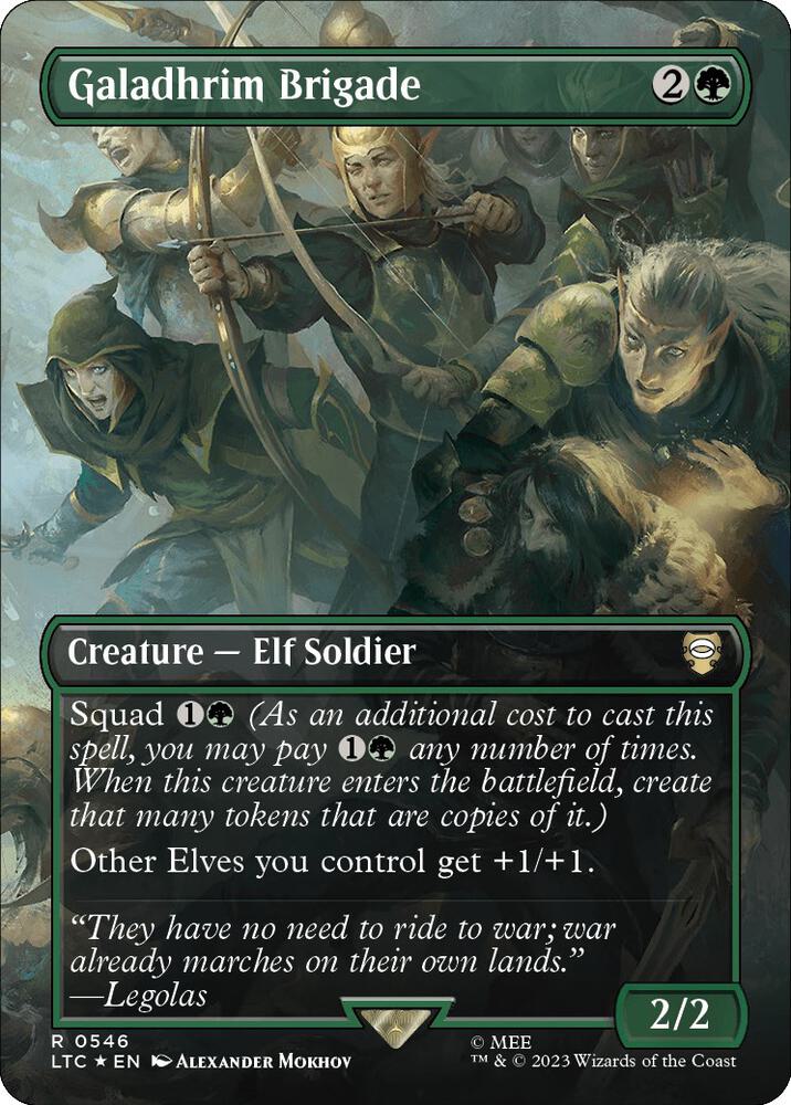 Galadhrim Brigade (Borderless) (Surge Foil) 546 card from Commander: The Lord of the Rings: Tales of Middle-earth