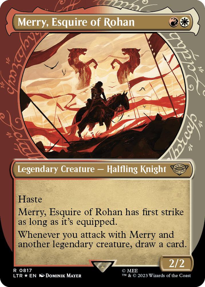 Merry, Esquire of Rohan (Showcase) (Surge Foil) 817 card from Universes Beyond: The Lord of the Rings: Tales of Middle-earth