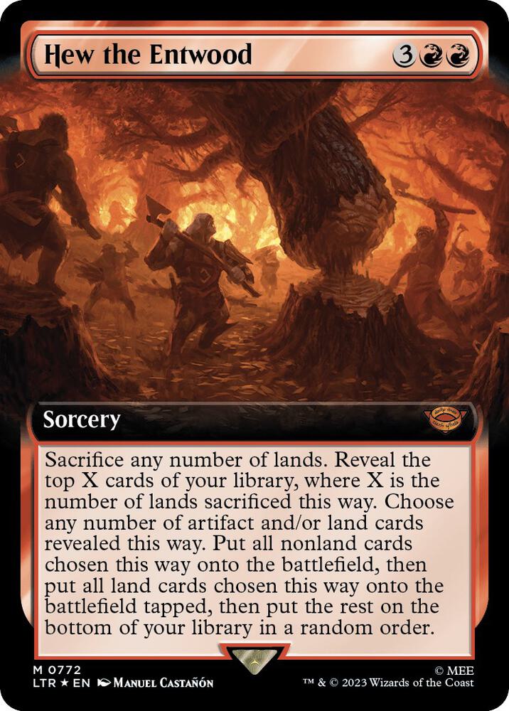 Hew the Entwood (Extended Art) (Surge Foil) 772 card from Universes Beyond: The Lord of the Rings: Tales of Middle-earth