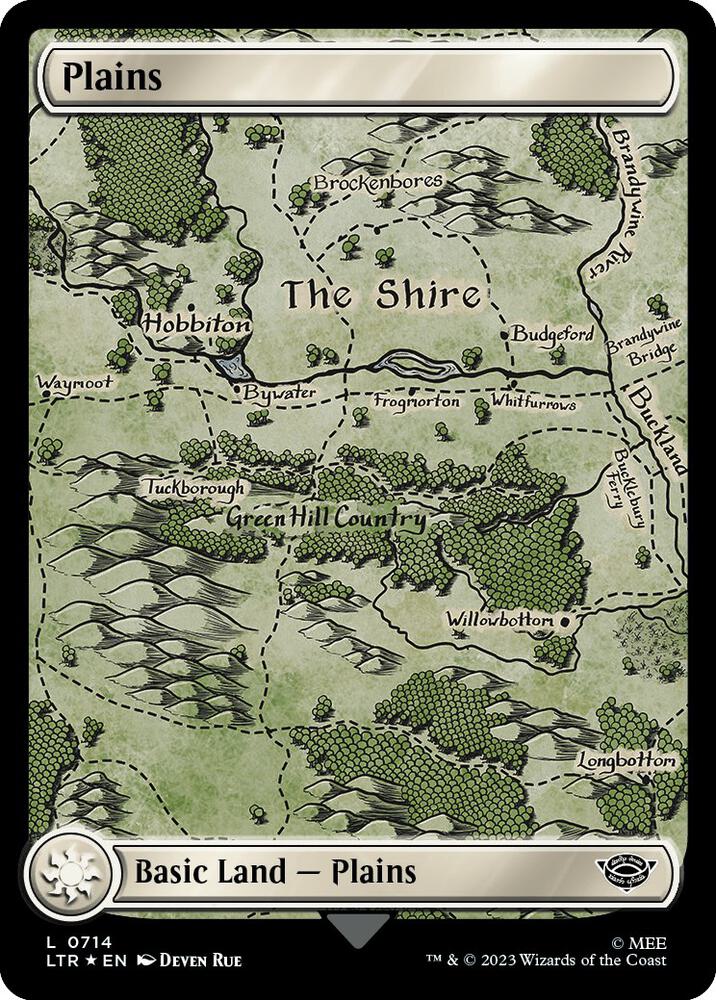 Plains (Surge Foil) 714 card from Universes Beyond: The Lord of the Rings: Tales of Middle-earth