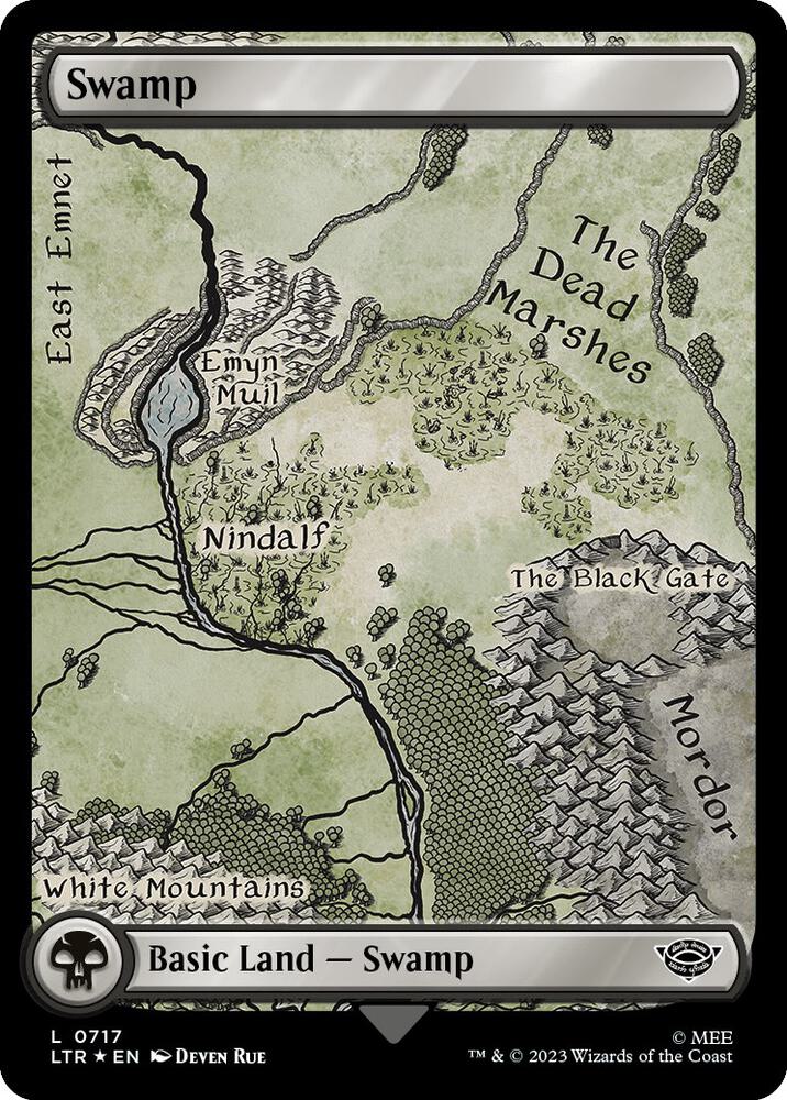 Swamp (Surge Foil) 717 card from Universes Beyond: The Lord of the Rings: Tales of Middle-earth