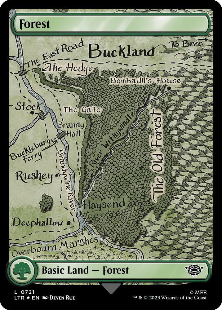 Forest (Surge Foil) 721 card from Universes Beyond: The Lord of the Rings: Tales of Middle-earth