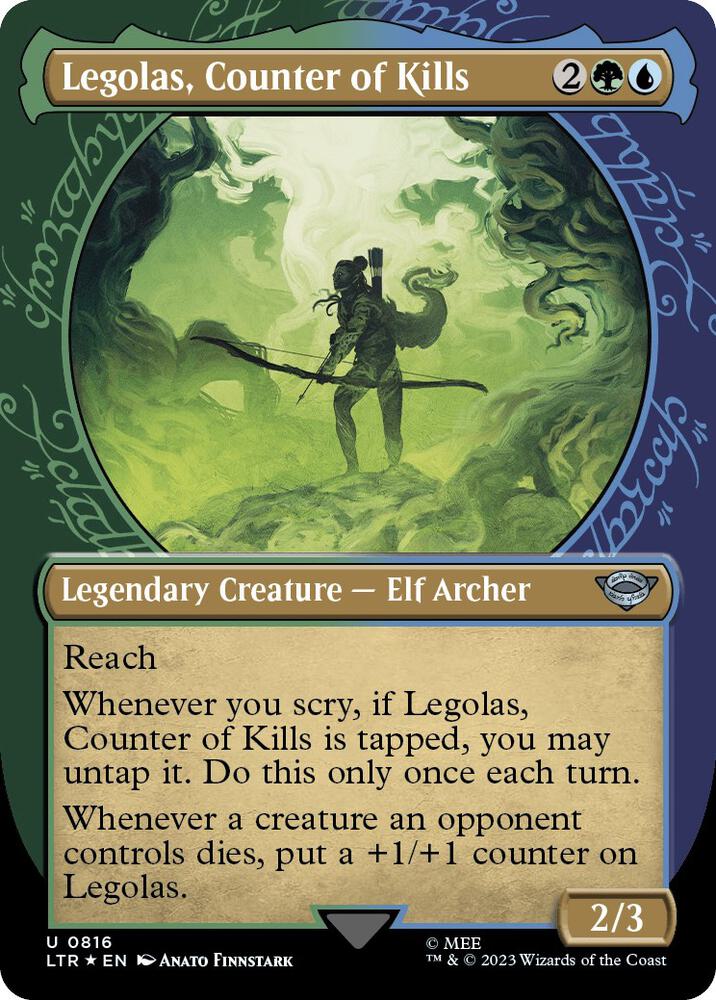 Legolas, Counter of Kills (Showcase) (Surge Foil) 816 card from Universes Beyond: The Lord of the Rings: Tales of Middle-earth
