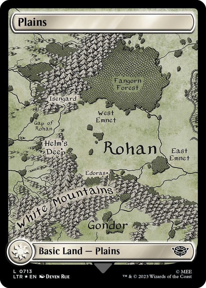 Plains (Surge Foil) 713 card from Universes Beyond: The Lord of the Rings: Tales of Middle-earth
